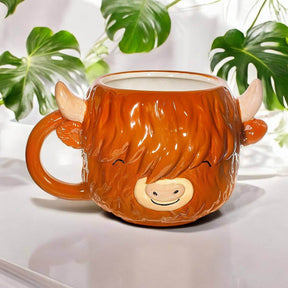 The Fashion Gift Shop: Highland Cow Shaped Mug by Sass and Belle, Mugs and Cups