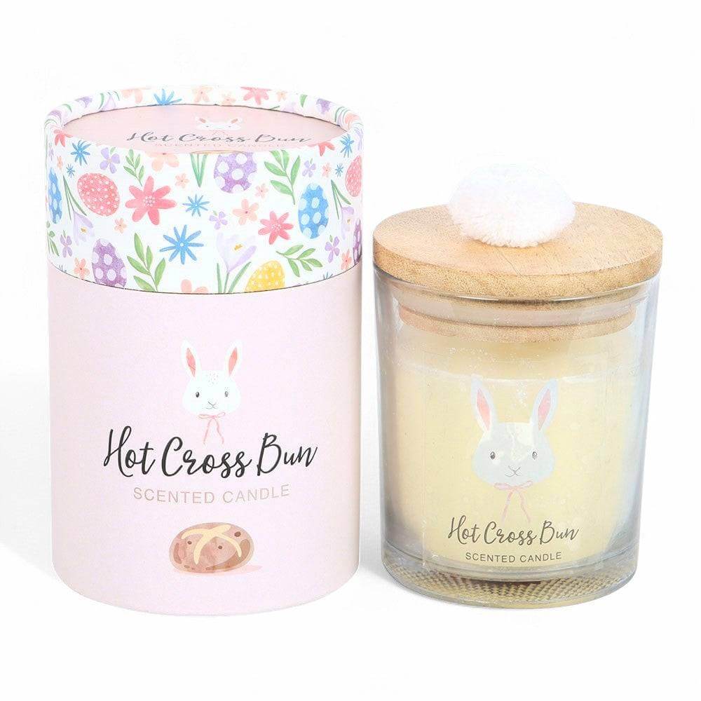 The Fashion Gift Shop: Hot Cross Bun Candle, Bunny Design with Pompom and Floral Print by Jones Home & Gifts, Candles
