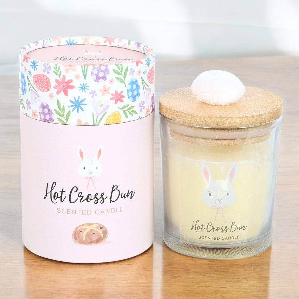 The Fashion Gift Shop: Hot Cross Bun Candle, Bunny Design with Pompom and Floral Print by Jones Home & Gifts, Candles