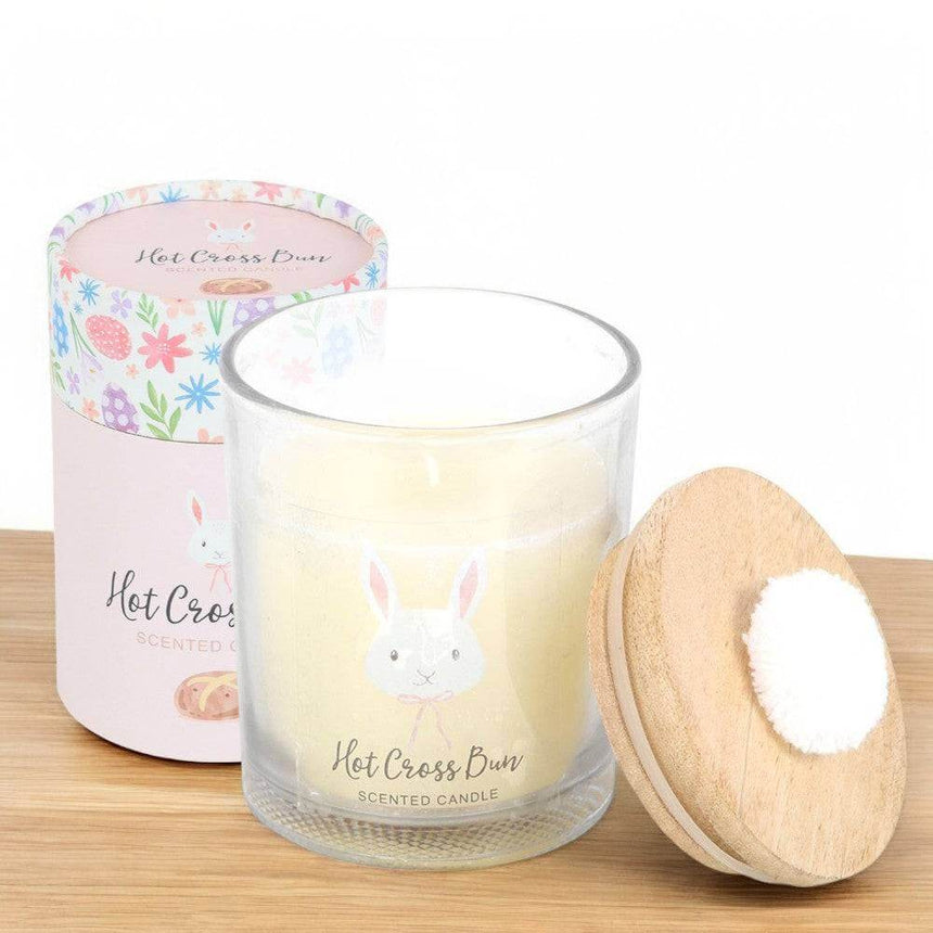 The Fashion Gift Shop: Hot Cross Bun Candle, Bunny Design with Pompom and Floral Print by Jones Home & Gifts, Candles