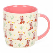 Howdy Cowboy Boot Print Mug, Rodeo Western Style Mugs - The Fashion Gift Shop by Retro Rodeo collection of cowboy