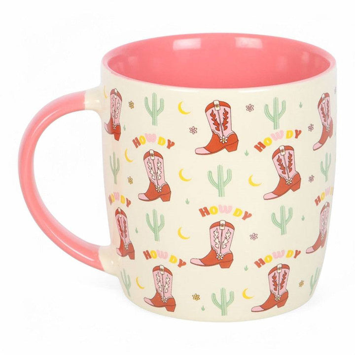 Howdy Cowboy Boot Print Mug, Rodeo Western Style Mugs - The Fashion Gift Shop by Retro Rodeo collection of cowboy