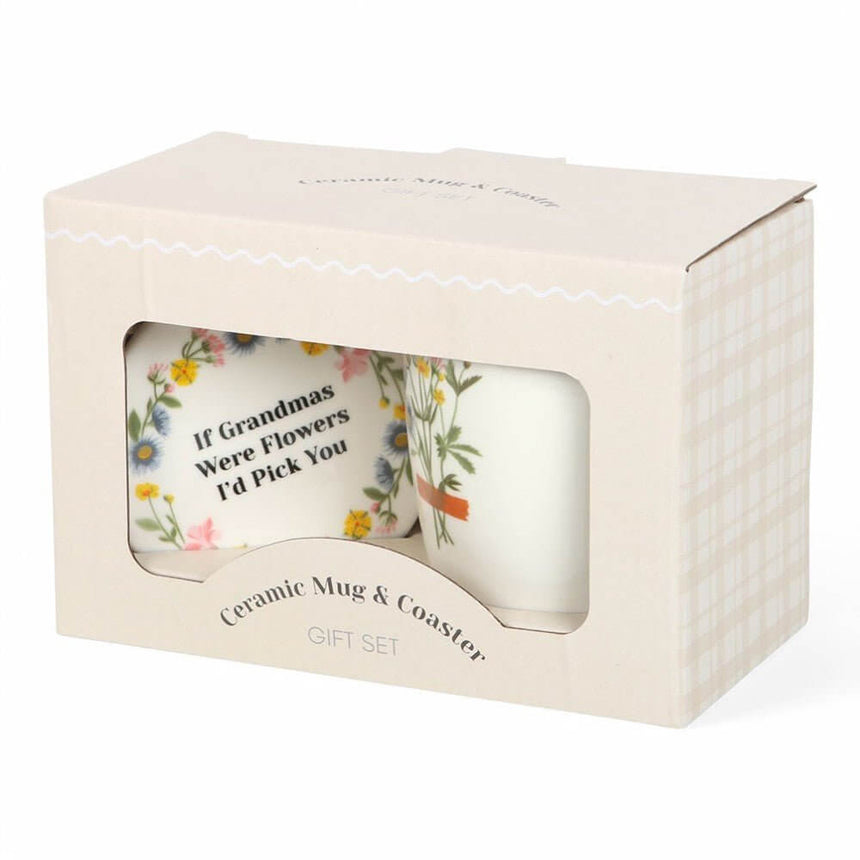 The Fashion Gift Shop: If Grandmas Were Flowers Floral Wild Flower Mug & Coaster Set by Jones Home & Gifts, Mugs and Cups