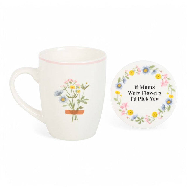 If Mums Were Flowers Floral Mug & Coaster Gift Set, Ideal for Mothers Day by Jones Home & Gifts