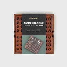 Deluxe wooden codebreaker game set with wooden board and card packaging