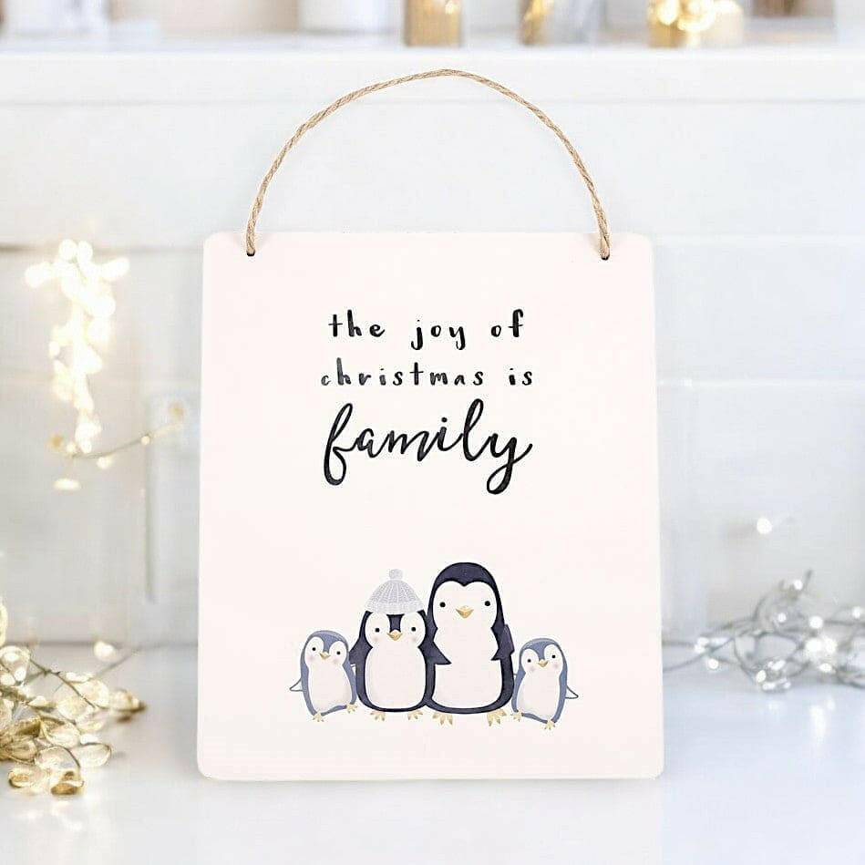 Joy of Christmas Penguin Family Hanging Sign  Jones Home & Gifts  The Fashion Gift Shop .