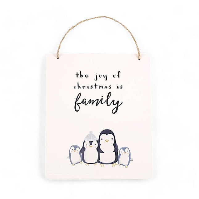 Joy of Christmas Penguin Family Hanging Sign - Hanging Decoration by Jones Home & Gifts