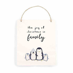 The Fashion Gift Shop: Joy of Christmas Penguin Family Hanging Sign by Jones Home & Gifts, Hanging Decoration