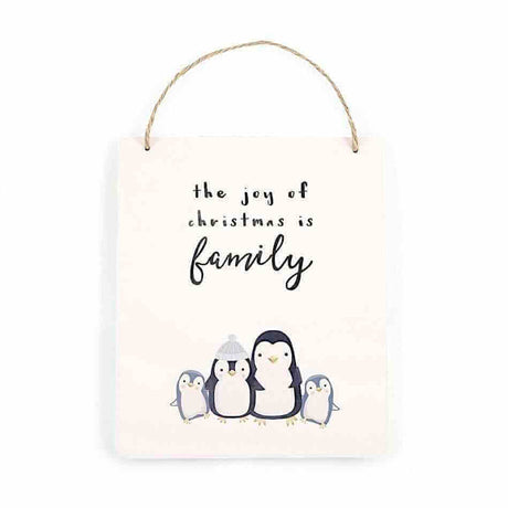 The Fashion Gift Shop: Joy of Christmas Penguin Family Hanging Sign by Jones Home & Gifts, Hanging Decoration