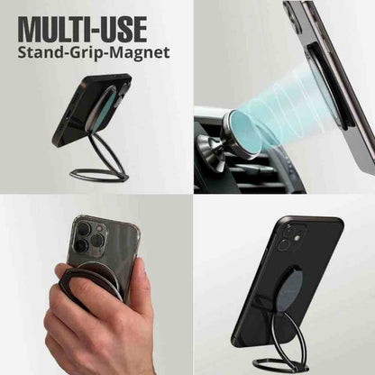 Black magnetic phone stand with grip magnet and small stand base