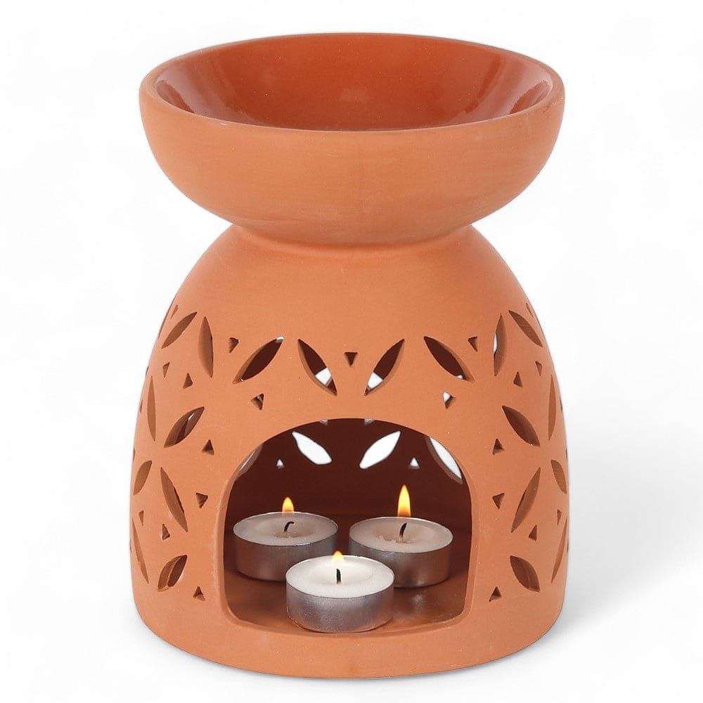 Large 20cmTerracotta Wax Melt Warmer and Oil Burner - Oil Burner & Wax Melters by Jones Home & Gifts