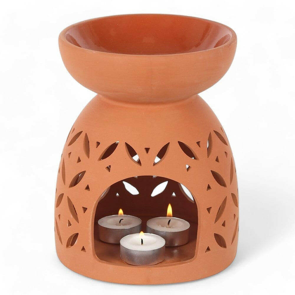 The Fashion Gift Shop: Large 20cm Terracotta Wax Melt Warmer - Oil Burner, Ideal For Outdoors by Jones Home & Gifts, Oil Burner & Wax Melters