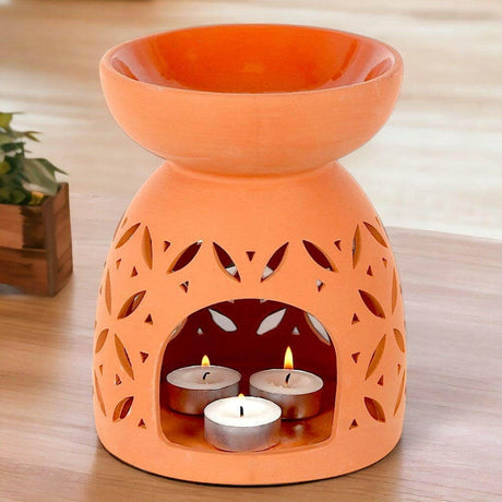 The Fashion Gift Shop: Large 20cm Terracotta Wax Melt Warmer - Oil Burner, Ideal For Outdoors by Jones Home & Gifts, Oil Burner & Wax Melters