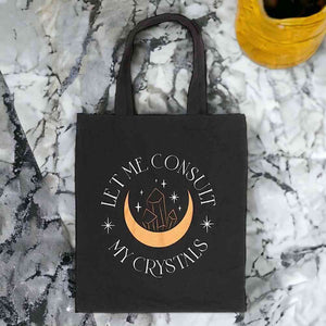 The Fashion Gift Shop: Let Me Consult My Crystals Polycotton Tote Bag Chic Design by Spirit of equinox, Lunch Boxes & Totes