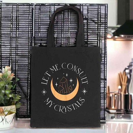 The Fashion Gift Shop: Let Me Consult My Crystals Polycotton Tote Bag Chic Design by Spirit of equinox, Lunch Boxes & Totes