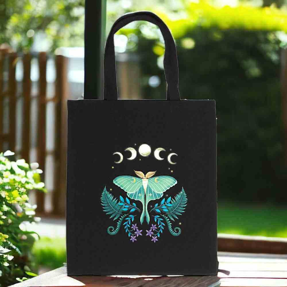 Luna Moth Polycotton Tote Bag for Everyday Use by Spirit of equinox