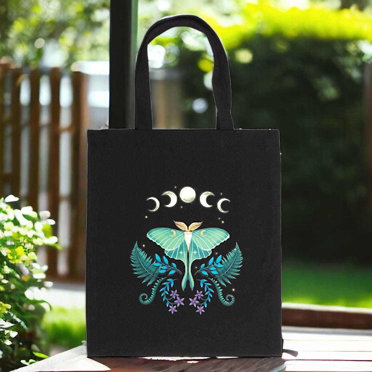 Luna Moth Polycotton Tote Bag for Everyday Use - The Fashion Gift Shop Lunch Boxes & Totes by Spirit of equinox