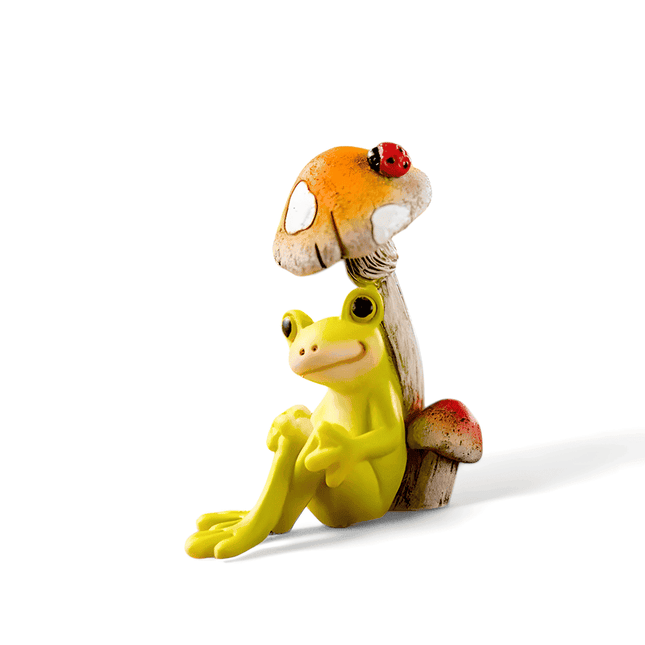 Miniature Fairy Garden Cute Frog On Mushroom - Garden Ornament by Fashion Accessories