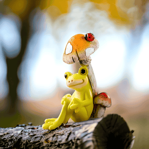 Miniature Fairy Garden Cute Frog On Mushroom - Garden Ornament by Fashion Accessories