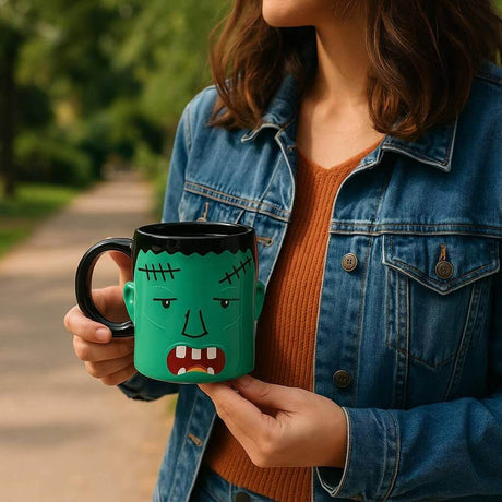 The Fashion Gift Shop: Monster Mash Frankenstein Monster Head Novelty Fun Mug by Jones Home & Gifts, Mugs and Cups