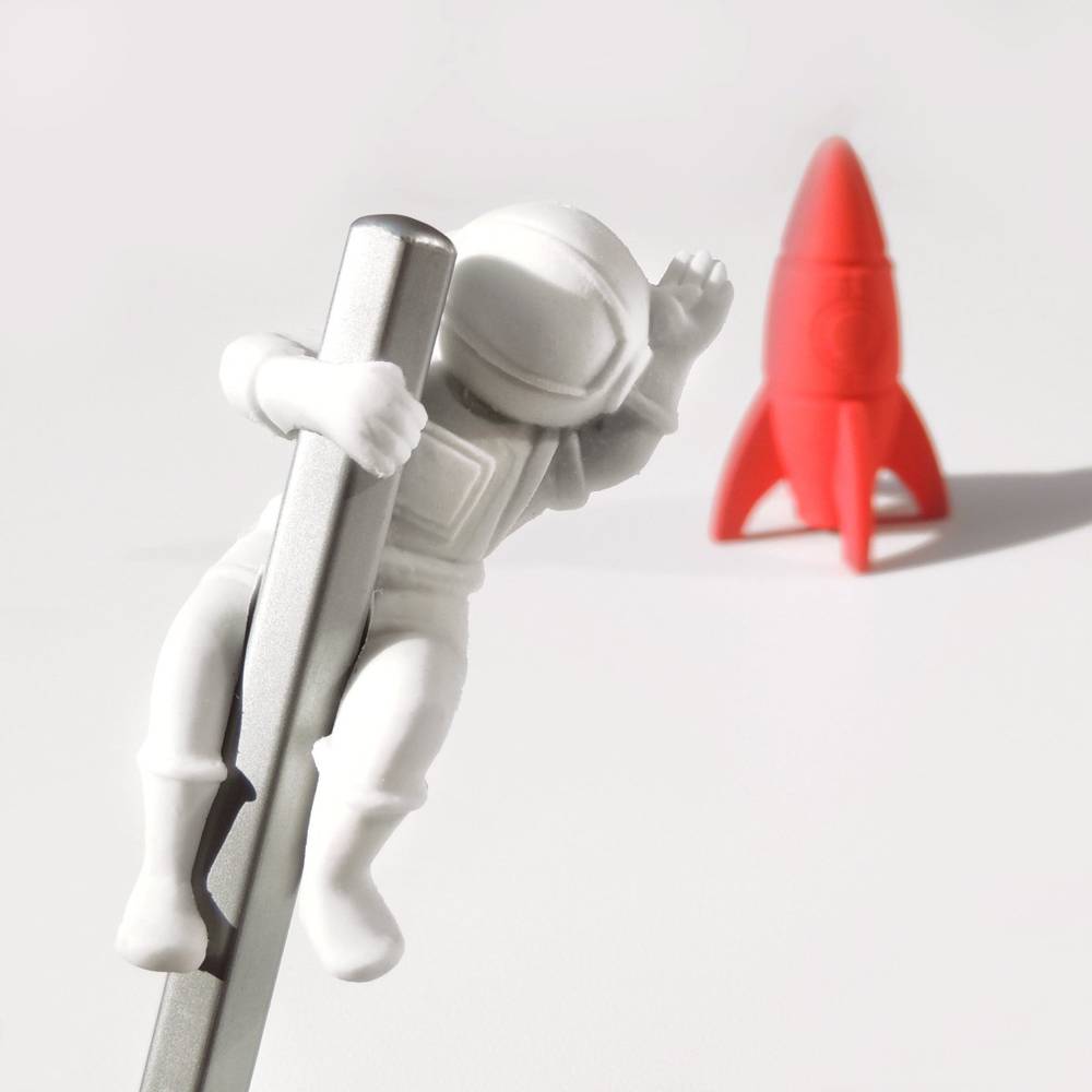 Moon Walk Erasers, Astronaut &amp; Rocket Eraser and Pencil Set by SuckUK