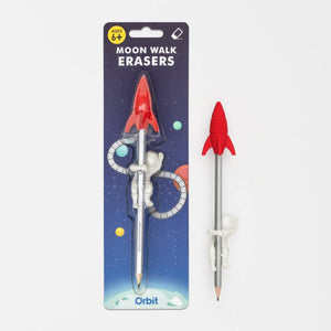 Moon Walk Erasers, Astronaut &amp; Rocket Eraser and Pencil Set - The Fashion Gift Shop by SuckUK