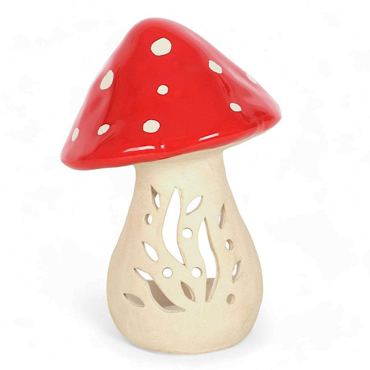 Mushroom Decor Ceramic Tealight Candle Holder, Funky Toadstool by Jones Home & Gifts