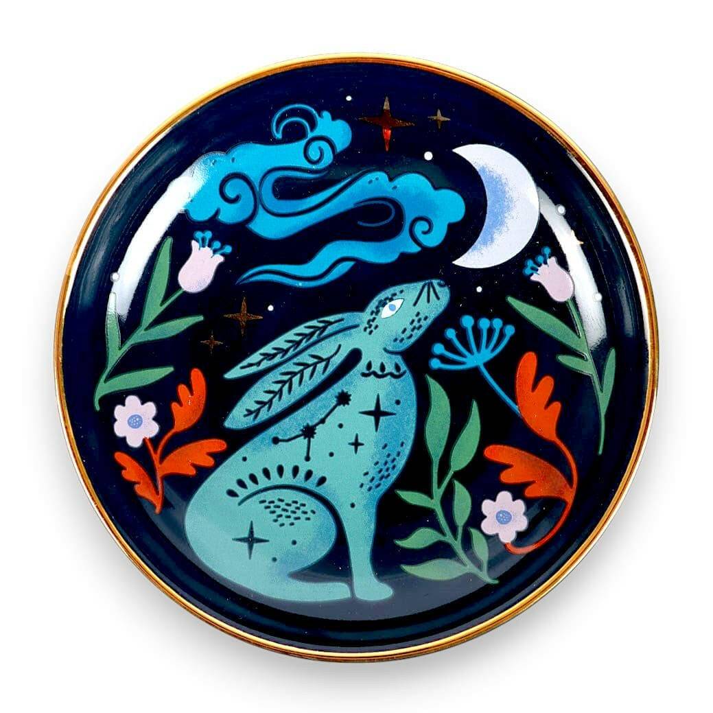 Mystical Midnight Hare Ceramic Trinket Dish  Spirit of equinox  The Fashion Gift Shop .