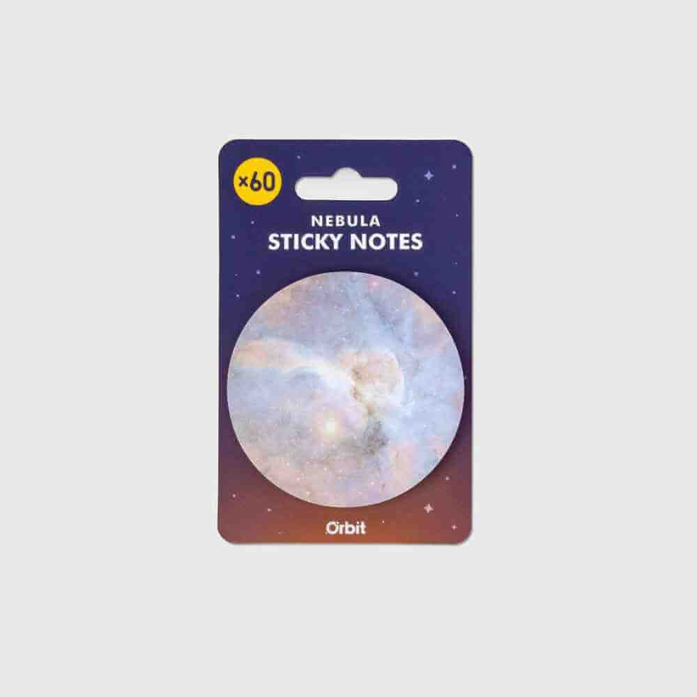 NEBULA sticky notes pack featuring a colorful cloud-like planet on a dark card
