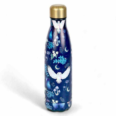 The Fashion Gift Shop: Night Flight Owl Print Metal Water Bottle for Stylish Hydration by Spirit of equinox, Water Bottles