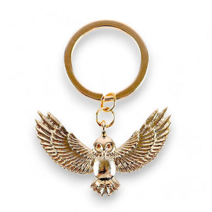 Night Owl Gold Tone Metal Keyring, Flying Owl Keychain - The Fashion Gift Shop Bag Charms & Keyrings by Jones Home & Gifts