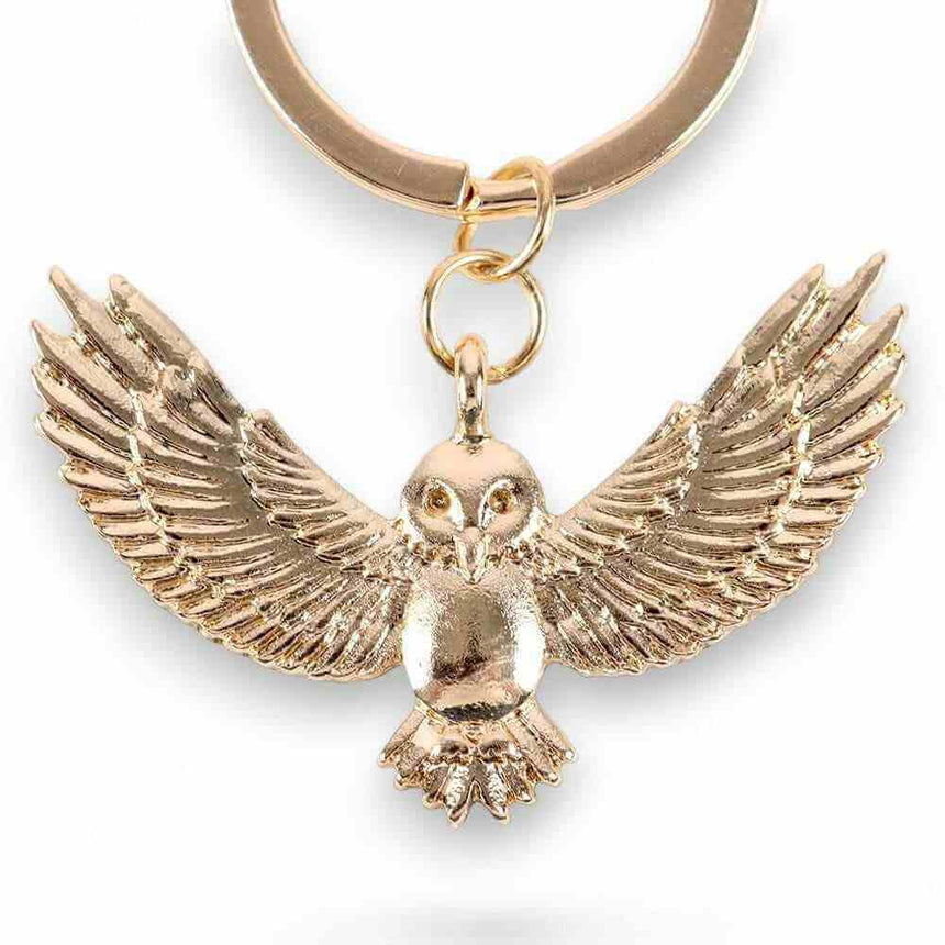 The Fashion Gift Shop: Night Owl Gold Tone Metal Keyring, Flying Owl Keychain by Jones Home & Gifts, Bag Charms & Keyrings
