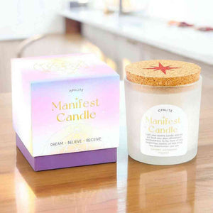 The Fashion Gift Shop: Opalite Crystal Lavender & Patchouli Manifestation Candle by Jones Home & Gifts, Candles