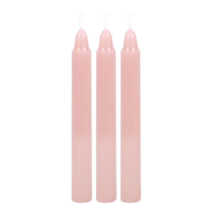 Set of three pale pink unscented pillar candles