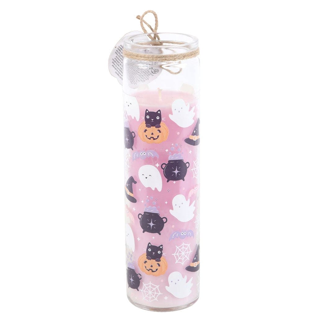 Pastel Halloween Candy Apple Tube Candle, Black Cat and Ghost Design - Candles by Temerity Jones London