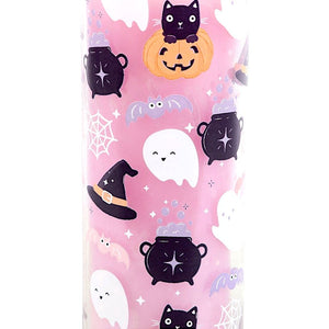 Pastel Halloween Candy Apple Tube Candle, Black Cat and Ghost Design.