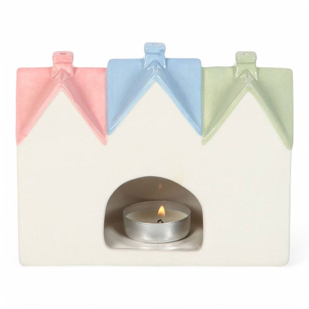 Pastel House Incense Cone Burner and Tealight Holder by Jones Home & Gifts