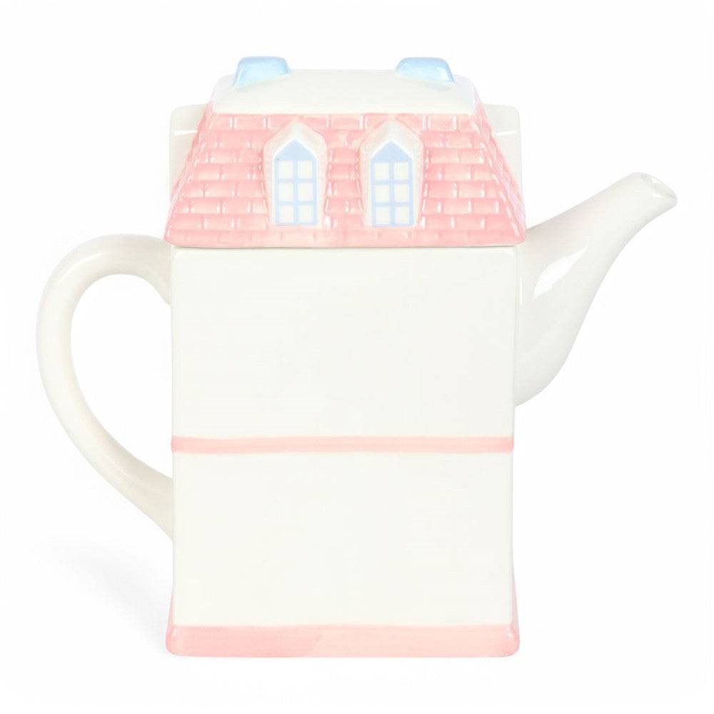 Pastel House Shaped Teapot, Storybook Cottage Design For Tea Lovers by Jones Home & Gifts