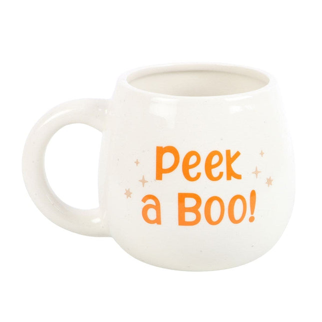 Peekaboo Ghost Rounded Mug, Halloween Ghostly Friend - Mugs and Cups by Spirit of equinox