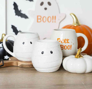 The Fashion Gift Shop: Peekaboo Ghost inside Rounded Mug, Halloween Ghostly Friend by Spirit of equinox, Mugs and Cups