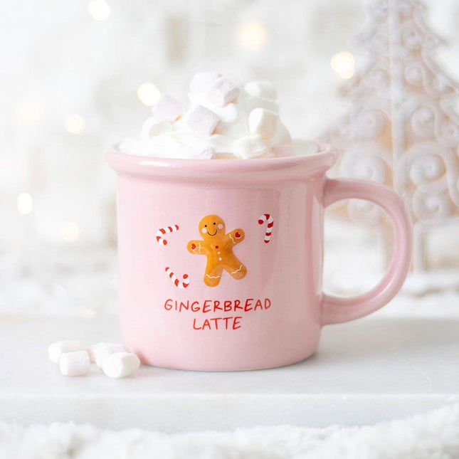 Pink Gingerbread Latte Mug, Christmas Mugs - Mugs and Cups by Jones Home & Gifts