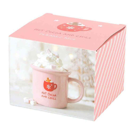 The Fashion Gift Shop: Pink Hot Cocoa and Chill Mug by Jones Home & Gifts, Mugs and Cups