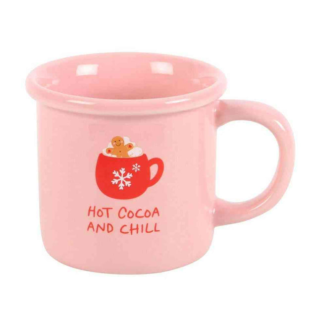 The Fashion Gift Shop: Pink Hot Cocoa and Chill Mug by Jones Home & Gifts, Mugs and Cups