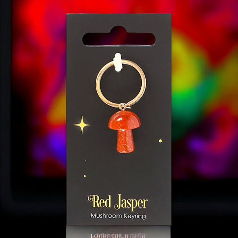 Red Jasper Crystal Mushroom Keyring - Bag Charms & Keyrings by Spirit of equinox