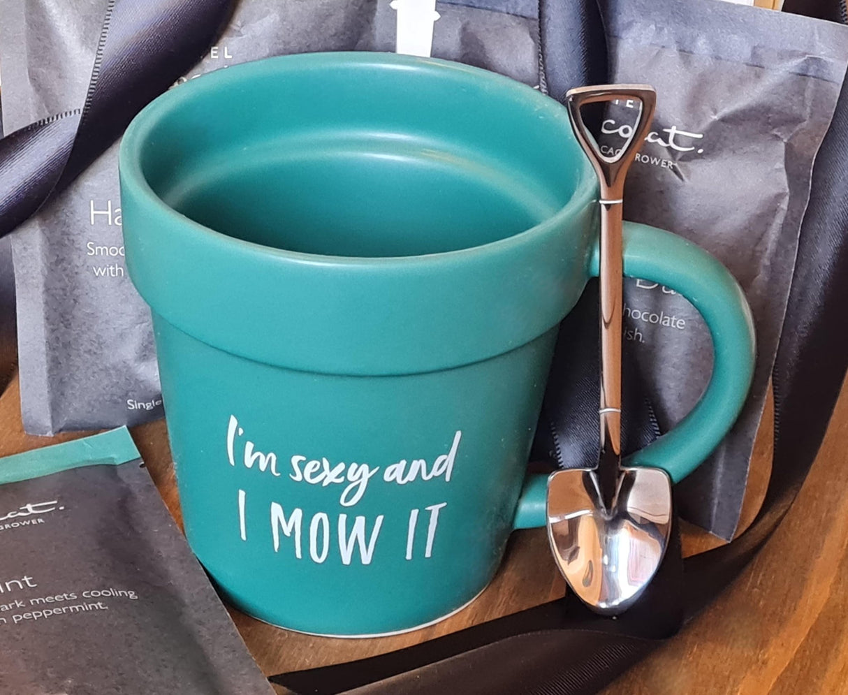 The Fashion Gift Shop: Gardening Plant Pot Mug with shovel Spoon Gift for Him by Jones Home & Gifts, Mugs & Cups