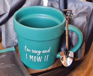 The Fashion Gift Shop: Gardening Plant Pot Mug with shovel Spoon Gift for Him by Jones Home & Gifts, Mugs & Cups