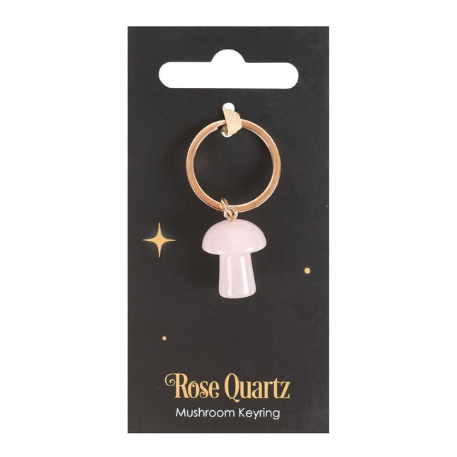 Rose Quartz Crystal Mushroom Keyring - Bag Charms & Keyrings by Spirit of equinox