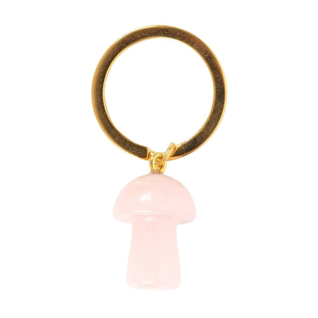 Rose Quartz Crystal Mushroom Keyring - Bag Charms & Keyrings by Spirit of equinox