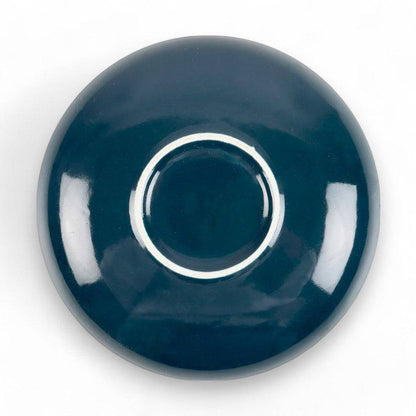 Round trinket dish, dark blue glossy base with white inner circle detail