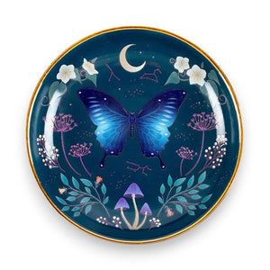 Round Midnight Moth Jewellery, Ring, Key Trinket Dish - Jewellery Dish by Jones Home & Gifts